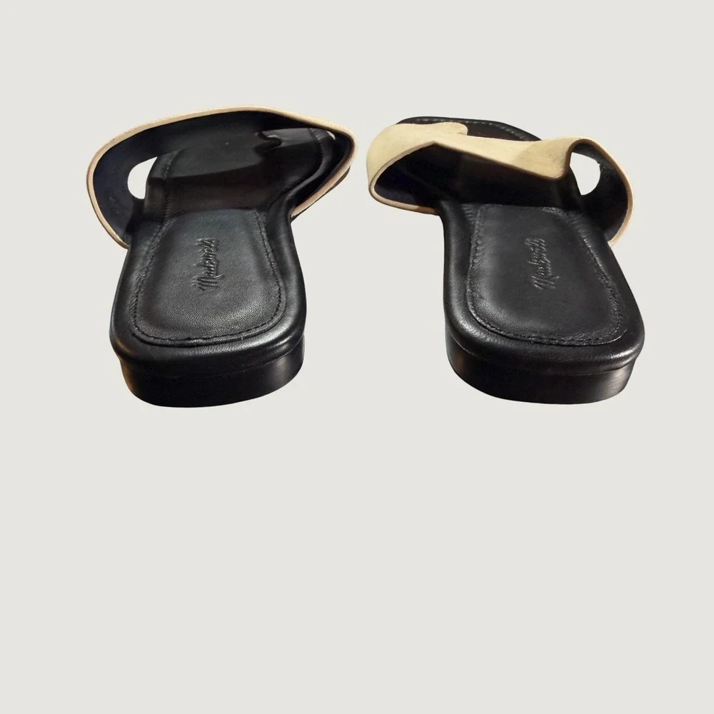 Madewell Cream Suede Leather Square Toe Slide Sandals Women's Size 9